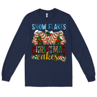 Navy snow flakes christmas cakes ado Long Sleeve Tee - AdoDesignShop