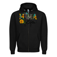 Black blue mama bear with cute bear Zipper Hoodie - Artiststas