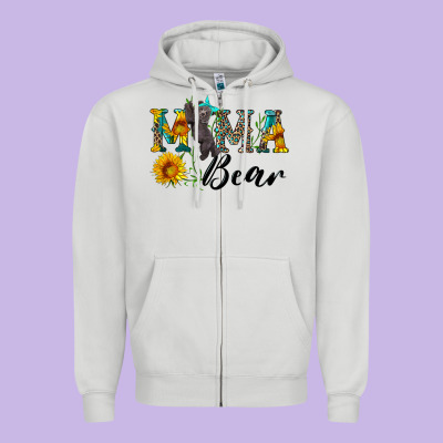Blue Mama Bear With Cute Bear Zipper Hoodie Designed By Artiststas