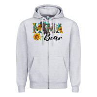 Heather Grey blue mama bear with cute bear Zipper Hoodie - Artiststas