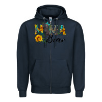 Navy blue mama bear with cute bear Zipper Hoodie - Artiststas