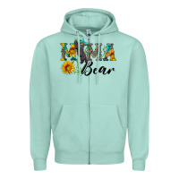 Seafoam blue mama bear with cute bear Zipper Hoodie - Artiststas