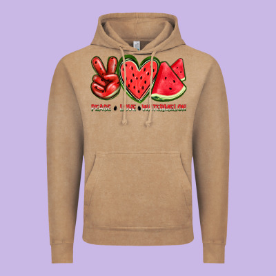 Peace Love Watermelon Vintage Hoodie Designed By Texasbilliewilder