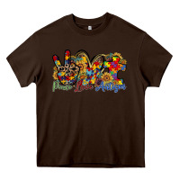Chocolate Brown peace love autism Heavy Core Tee - RacoonDesign