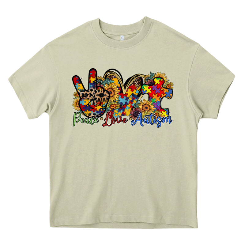 Peace Love Autism Heavy Core Tee by RacoonDesign | Teevron