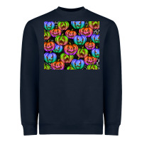 Navy Halloween Pumpkins Heavyweight Sweatshirt - texasbilliewilder