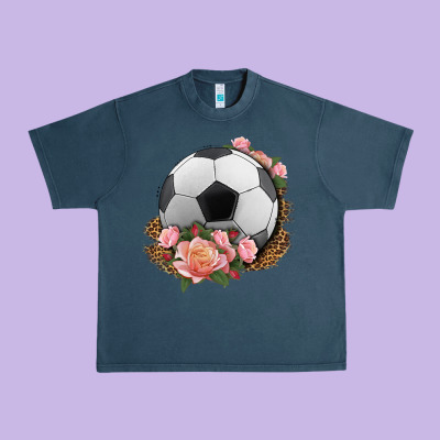 Western Soccer With Roses Urban Heavy Tee Designed By Hra Design Shop