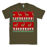 Army Green christmas deer and ornaments seamless pattern Classic Tee - BundleAndBundleShop