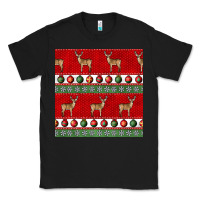 Black christmas deer and ornaments seamless pattern Classic Tee - BundleAndBundleShop