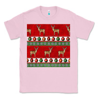 Bubblegum Pink christmas deer and ornaments seamless pattern Classic Tee - BundleAndBundleShop