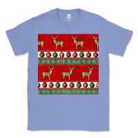 Colony Blue christmas deer and ornaments seamless pattern Classic Tee - BundleAndBundleShop
