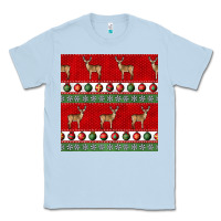 Dusty Blue christmas deer and ornaments seamless pattern Classic Tee - BundleAndBundleShop