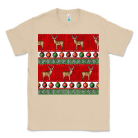 Mushroom christmas deer and ornaments seamless pattern Classic Tee - BundleAndBundleShop