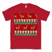 Red christmas deer and ornaments seamless pattern Classic Tee - BundleAndBundleShop