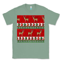 Sage christmas deer and ornaments seamless pattern Classic Tee - BundleAndBundleShop