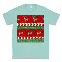 Seafoam christmas deer and ornaments seamless pattern Classic Tee - BundleAndBundleShop