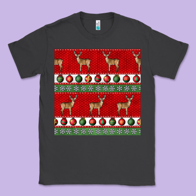 Christmas Deer And Ornaments Seamless Pattern Classic Tee Designed By Bundleandbundleshop