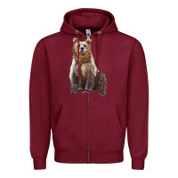 Burgundy bear Zipper Hoodie - Artiststas