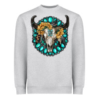 Heather Grey gamestone with bull skull Heavyweight Sweatshirt - RanaPortraitStore