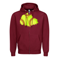 Burgundy softball patch Zipper Hoodie - AdoDesignShop