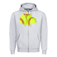 Heather Grey softball patch Zipper Hoodie - AdoDesignShop