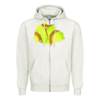 Oatmeal Heather softball patch Zipper Hoodie - AdoDesignShop