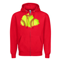 Red softball patch Zipper Hoodie - AdoDesignShop