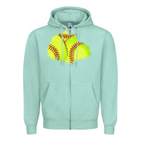 Seafoam softball patch Zipper Hoodie - AdoDesignShop