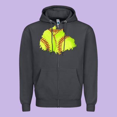 Softball Patch Zipper Hoodie Designed By Adodesignshop