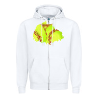 White softball patch Zipper Hoodie - AdoDesignShop