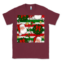 Burgundy christmas  santa clause and ornaments seamless  pattern Classic Tee - BundleAndBundleShop