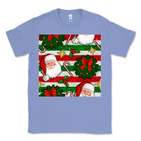 Colony Blue christmas  santa clause and ornaments seamless  pattern Classic Tee - BundleAndBundleShop