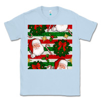 Dusty Blue christmas  santa clause and ornaments seamless  pattern Classic Tee - BundleAndBundleShop