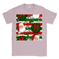 Lilac christmas  santa clause and ornaments seamless  pattern Classic Tee - BundleAndBundleShop