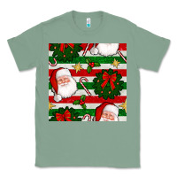 Sage christmas  santa clause and ornaments seamless  pattern Classic Tee - BundleAndBundleShop