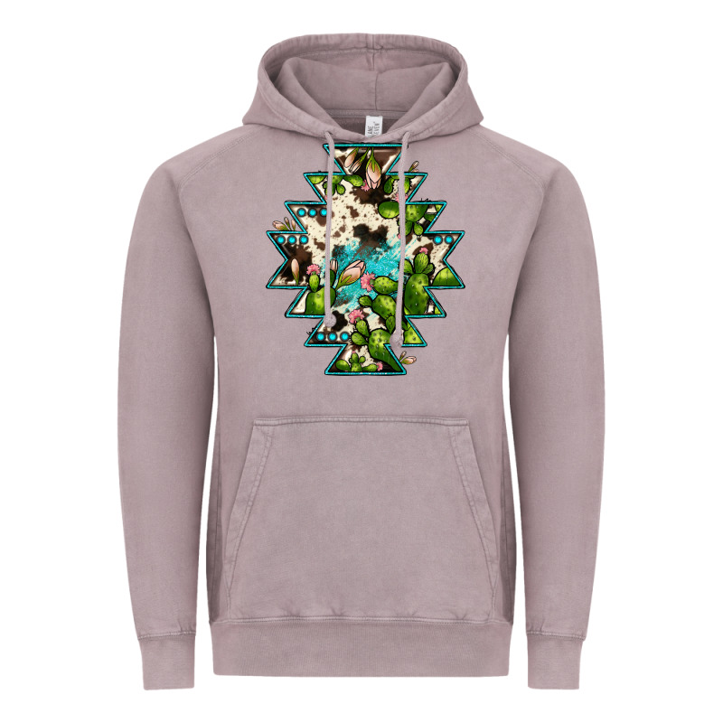 Aztec  Cowhide Cactus Gemstone Vintage Hoodie by JahusDesignShop | Teevron