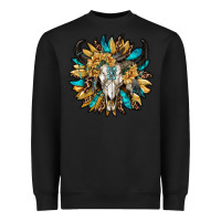 Black bull skull with sunflower Heavyweight Sweatshirt - RanaPortraitStore