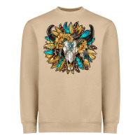 Mushroom bull skull with sunflower Heavyweight Sweatshirt - RanaPortraitStore