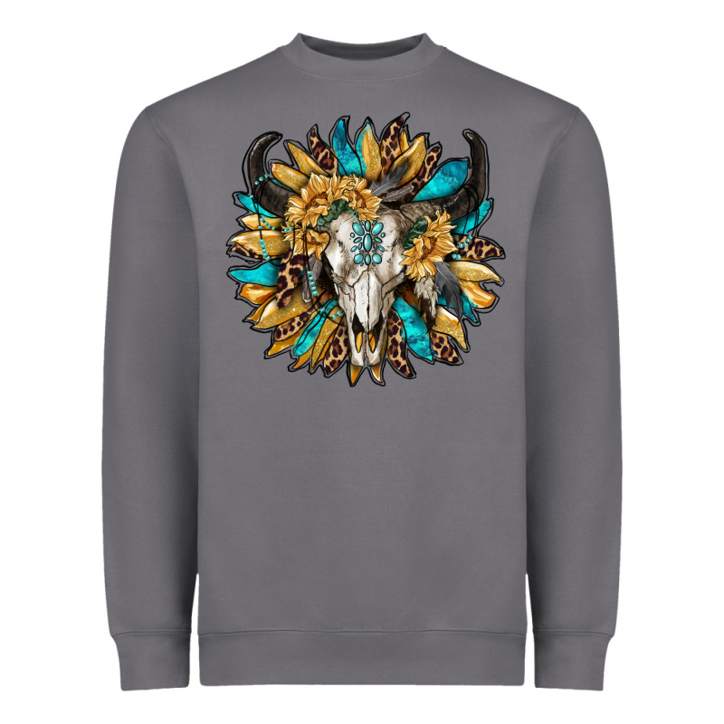 Bull Skull With Sunflower Heavyweight Sweatshirt by RanaPortraitStore | Teevron