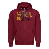 Burgundy pink mama bear with cute bear Zipper Hoodie - Artiststas