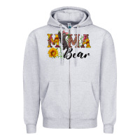 Heather Grey pink mama bear with cute bear Zipper Hoodie - Artiststas