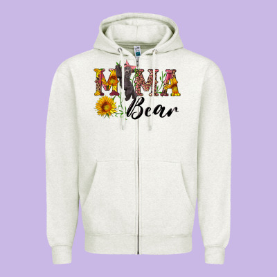 Pink Mama Bear With Cute Bear Zipper Hoodie Designed By Artiststas