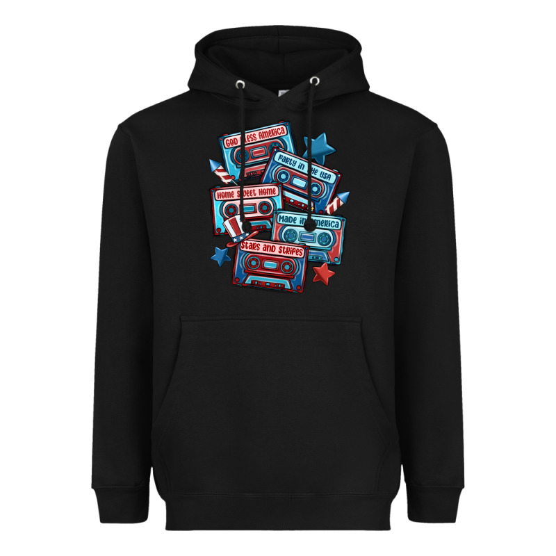 Usa America Cassette Tapes Heavyweight Hoodie by MaliasSmallBusiness | Teevron