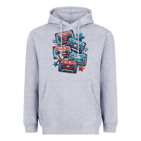 Heather Grey usa america cassette tapes Heavyweight Hoodie - MaliasSmallBusiness