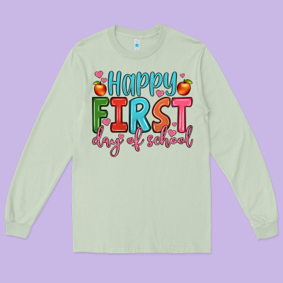 Happy First Day Of School Long Sleeve Tee Designed By Jahusdesignshop