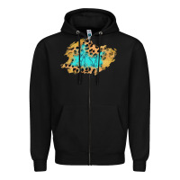Black glitter leopard turquoise patch Zipper Hoodie - AdoDesignShop