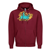 Burgundy glitter leopard turquoise patch Zipper Hoodie - AdoDesignShop