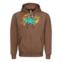Chestnut glitter leopard turquoise patch Zipper Hoodie - AdoDesignShop
