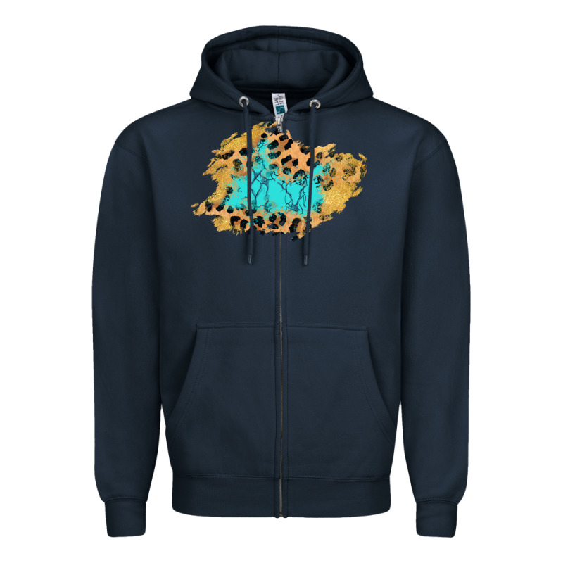 Glitter Leopard Turquoise Patch Zipper Hoodie by AdoDesignShop | Teevron