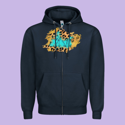 Glitter Leopard Turquoise Patch Zipper Hoodie Designed By Adodesignshop